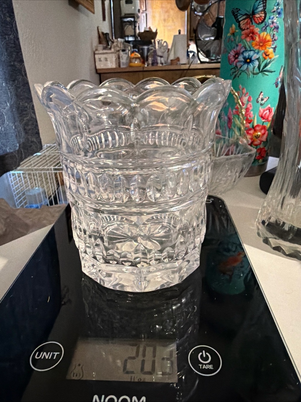 Clear Scalloped Glass Decorative Vase - Clear